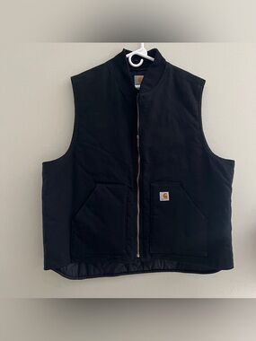Carhartt Mens Black Cotton Iconic V01 Firm Full-Zip Duck Vest Size 3XL Tall